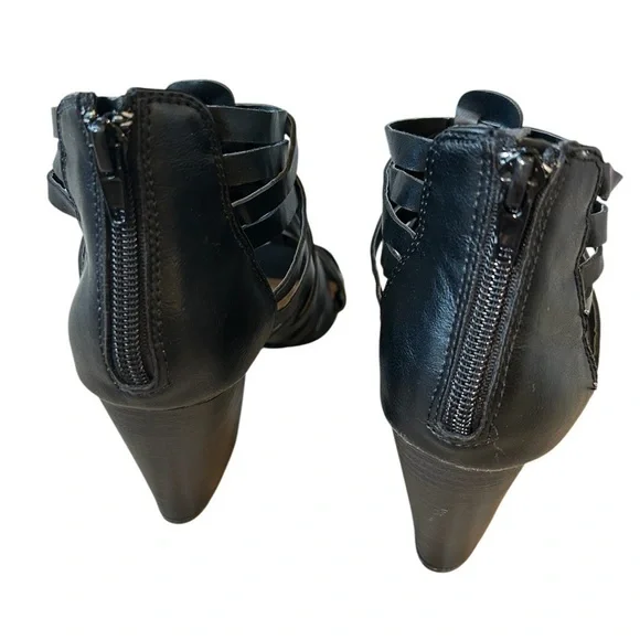 NWOT Jellypop Monet 3” Womens Black Strappy Stacked Heel Zip Sandal Size 6 - Picture 5 of 9